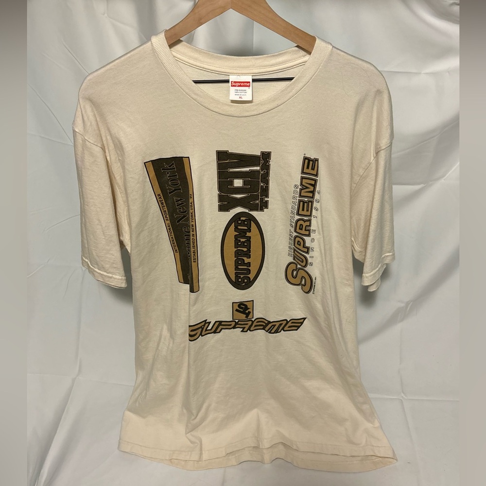 Supreme Multi Logos Tee Natural Cream Brown FW21 Men’s Size XL - Picture 2 of 5